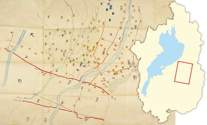 「近江鉄道高宮─八日市間路線地図」（部分）㈶近江商人郷土館蔵