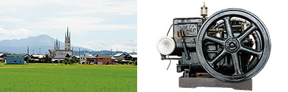 109kaikan&HB ヤンマー会館と小型横型水冷ディーゼルエンジンHB型